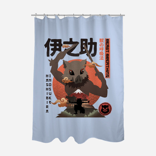 Beast Breathing-none polyester shower curtain-hirolabs