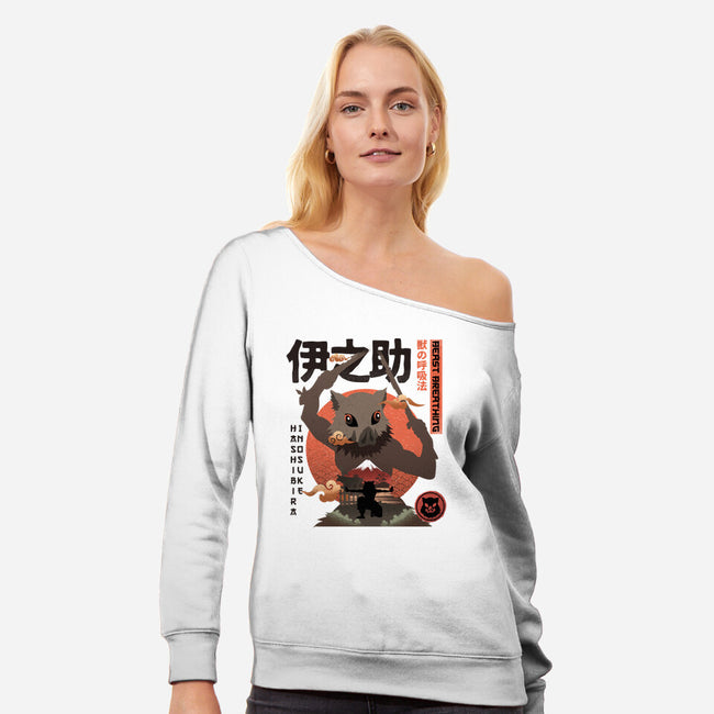 Beast Breathing-womens off shoulder sweatshirt-hirolabs