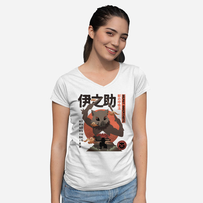 Beast Breathing-womens v-neck tee-hirolabs