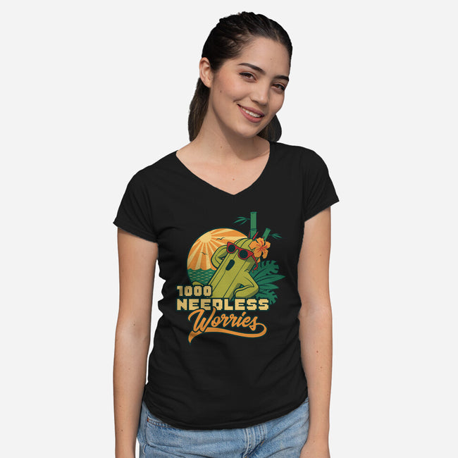 1000 Needless Worries-womens v-neck tee-Sergester