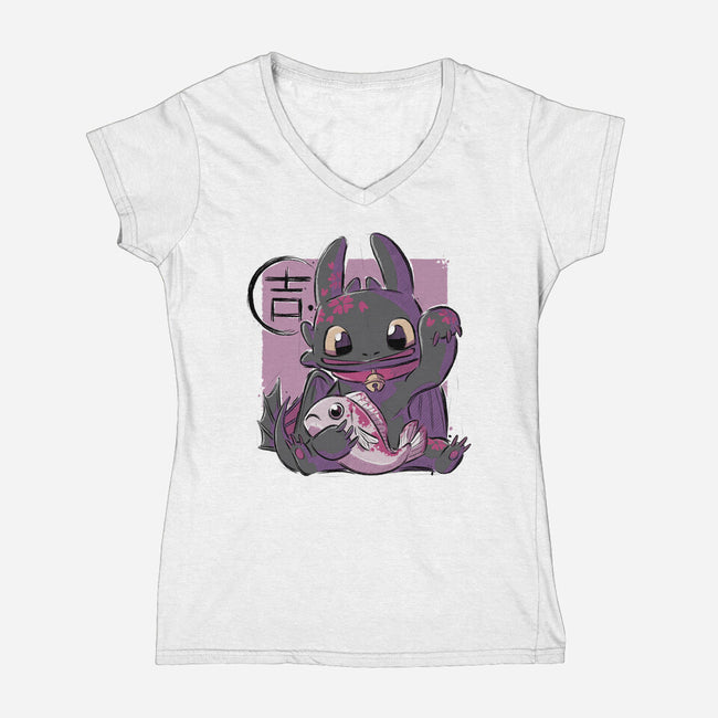 Maneki Toothless-womens v-neck tee-xMorfina