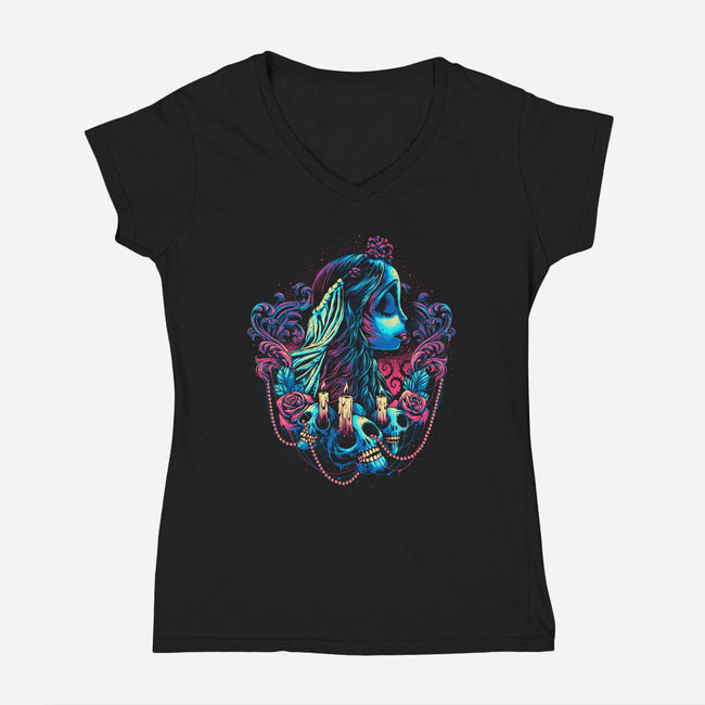 Colorful Bride-womens v-neck tee-glitchygorilla