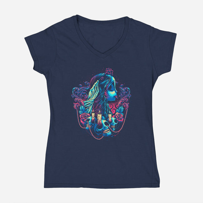 Colorful Bride-womens v-neck tee-glitchygorilla