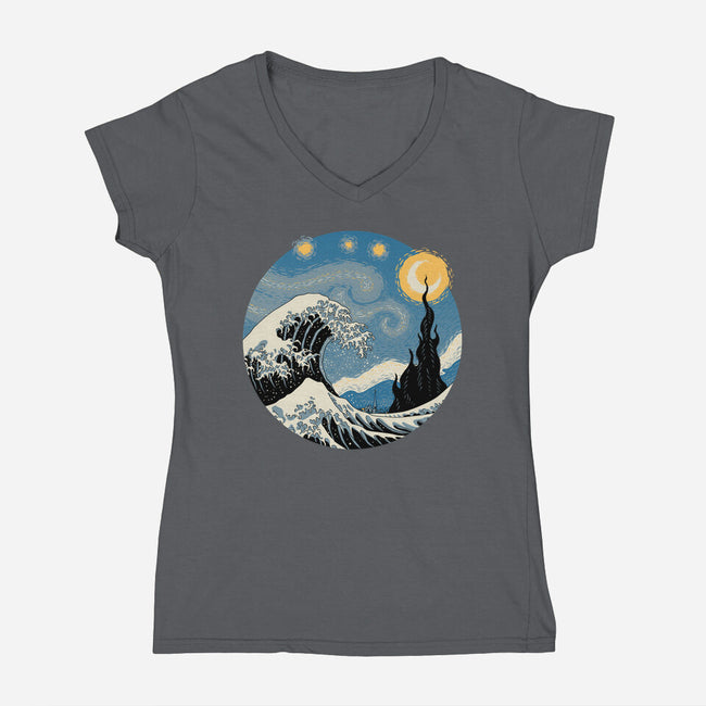 The Great Starry Wave-womens v-neck tee-vp021