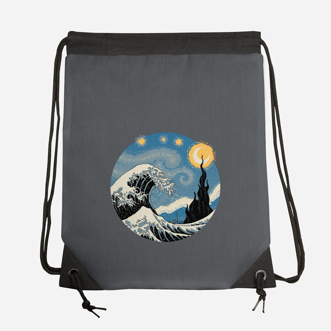 The Great Starry Wave-none drawstring bag-vp021