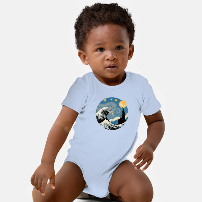 The Great Starry Wave-baby basic onesie-vp021