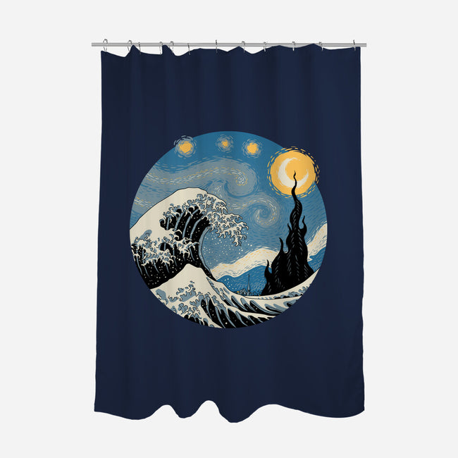 The Great Starry Wave-none polyester shower curtain-vp021