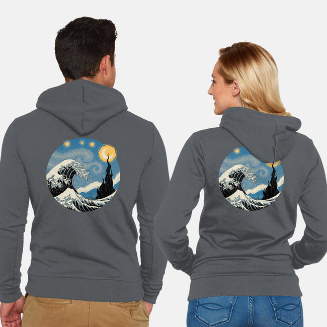 The Great Starry Wave-unisex zip-up sweatshirt-vp021