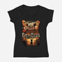 Cat on Titan-womens v-neck tee-pujartwork