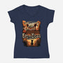 Cat on Titan-womens v-neck tee-pujartwork