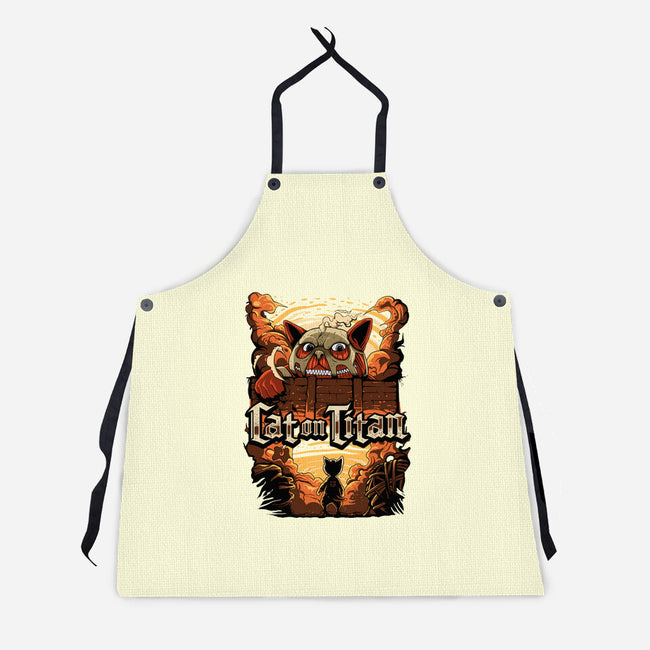 Cat on Titan-unisex kitchen apron-pujartwork