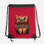 Cat on Titan-none drawstring bag-pujartwork