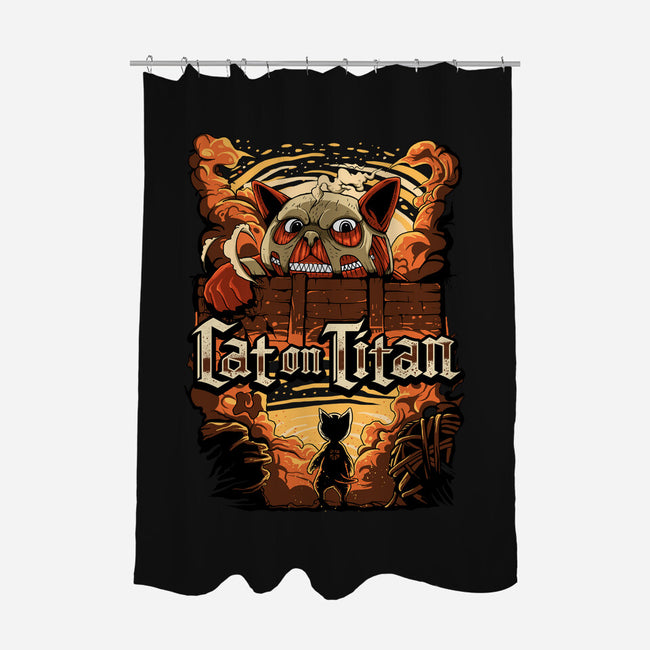 Cat on Titan-none polyester shower curtain-pujartwork