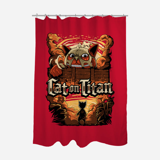 Cat on Titan-none polyester shower curtain-pujartwork