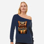 Cat on Titan-womens off shoulder sweatshirt-pujartwork