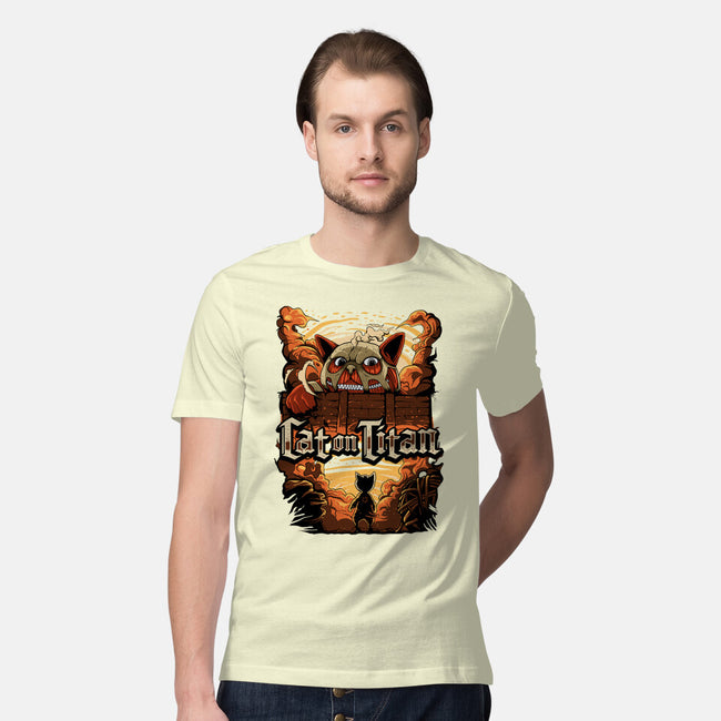 Cat on Titan-mens premium tee-pujartwork