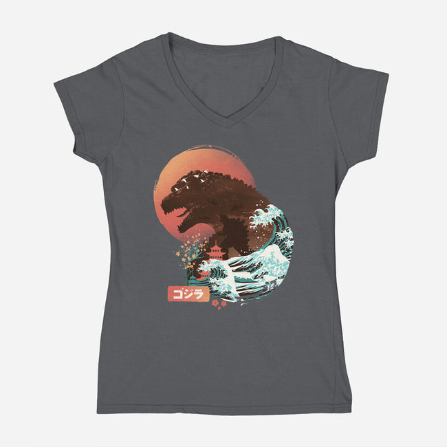 Kaiju Edo-womens v-neck tee-dandingeroz
