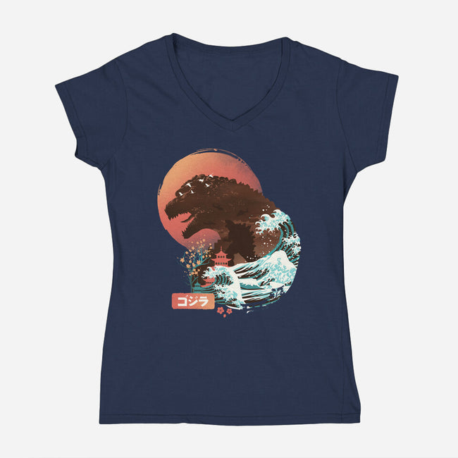 Kaiju Edo-womens v-neck tee-dandingeroz