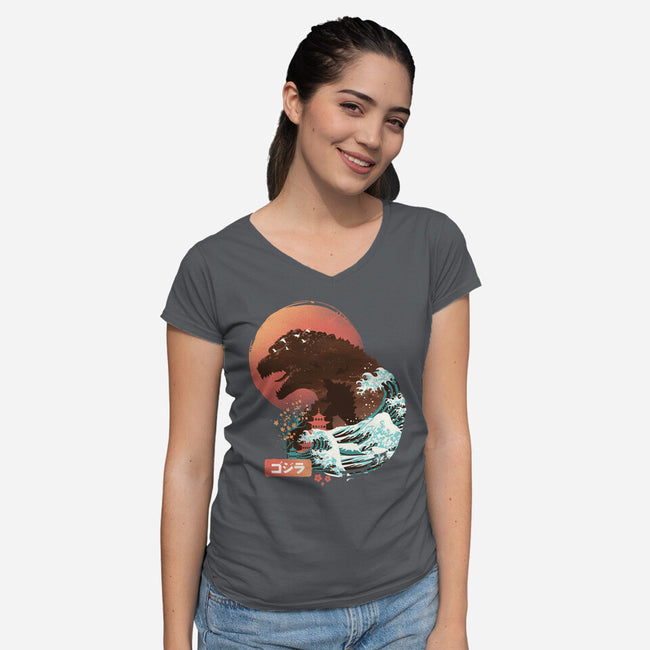 Kaiju Edo-womens v-neck tee-dandingeroz