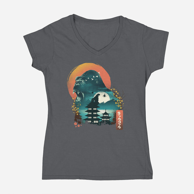 Edo King Kong-womens v-neck tee-dandingeroz