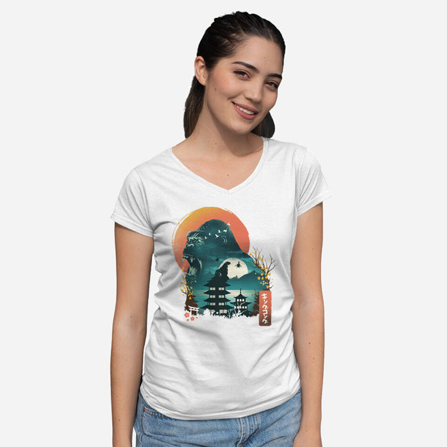 Edo King Kong-womens v-neck tee-dandingeroz