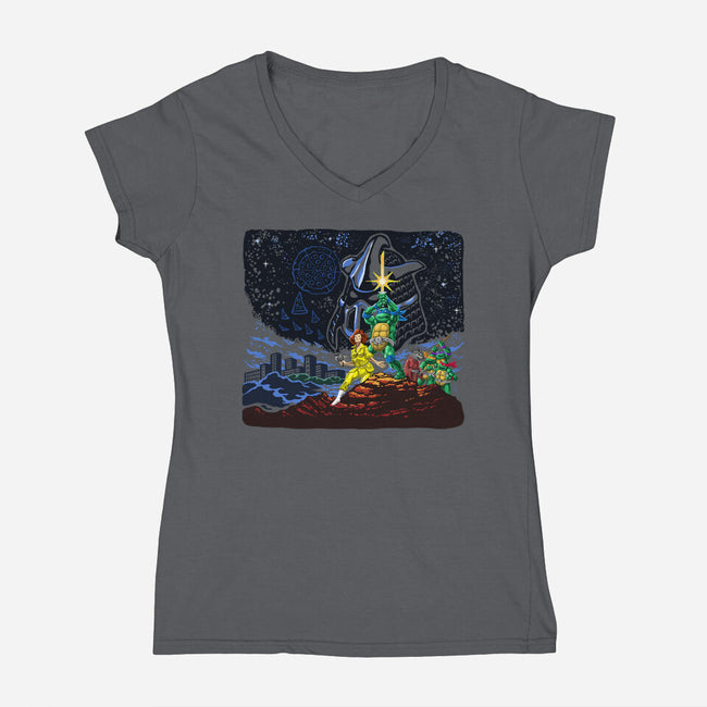 Pizza Wars-womens v-neck tee-ugurbs