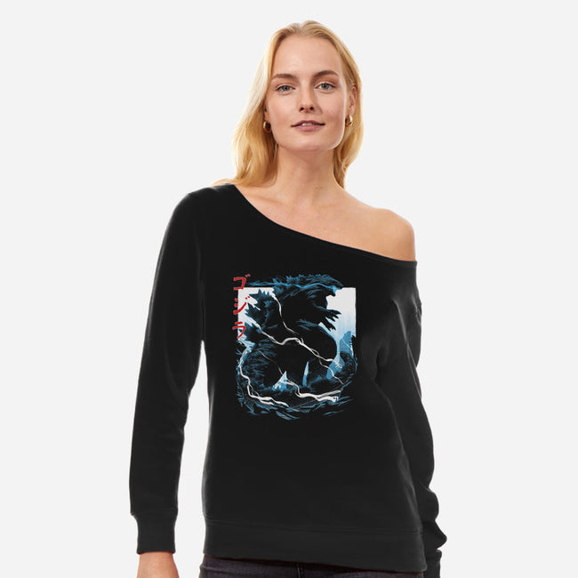 Kaiju-womens off shoulder sweatshirt-Maxman58