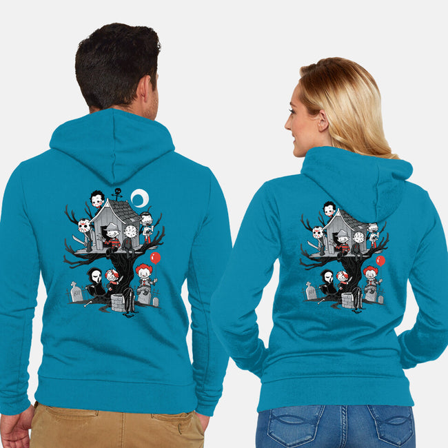 Horror Tree House-unisex zip-up sweatshirt-DoOomcat