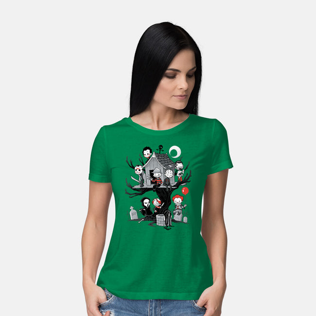 Horror Tree House-womens basic tee-DoOomcat