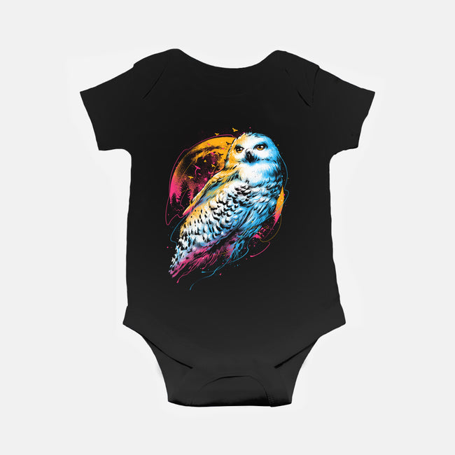 Colorful Owl-baby basic onesie-glitchygorilla