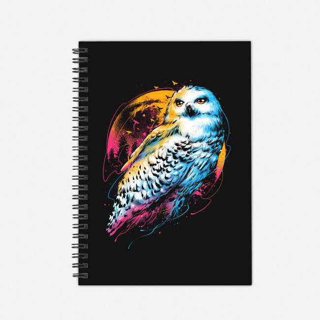 Colorful Owl-none dot grid notebook-glitchygorilla