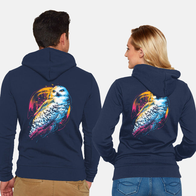 Colorful Owl-unisex zip-up sweatshirt-glitchygorilla