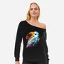 Colorful Owl-womens off shoulder sweatshirt-glitchygorilla