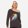 Colorful Owl-womens off shoulder sweatshirt-glitchygorilla