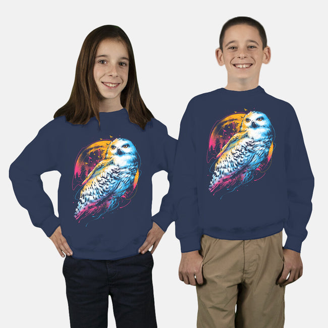 Colorful Owl-youth crew neck sweatshirt-glitchygorilla