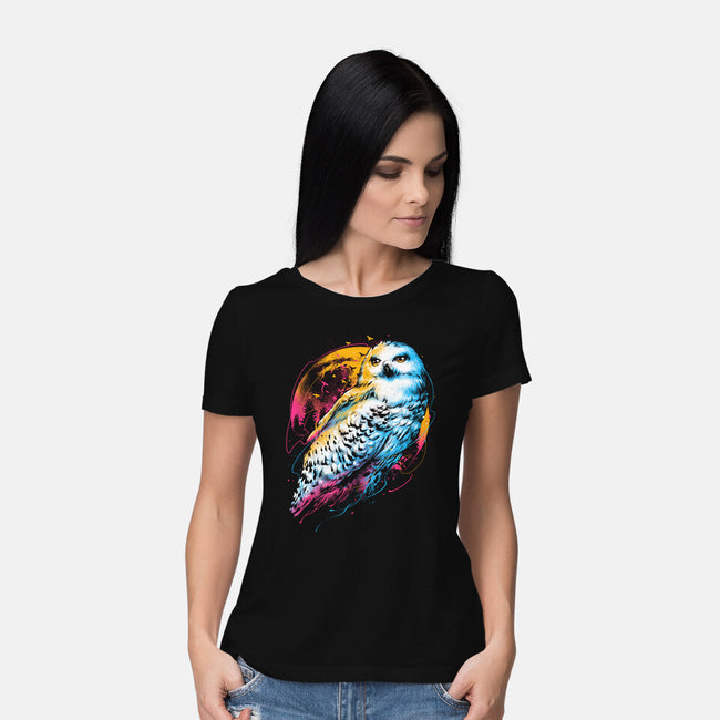 Colorful Owl-womens basic tee-glitchygorilla