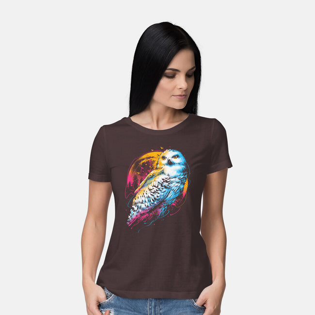 Colorful Owl-womens basic tee-glitchygorilla