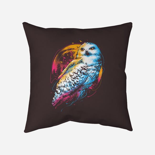 Colorful Owl-none removable cover throw pillow-glitchygorilla