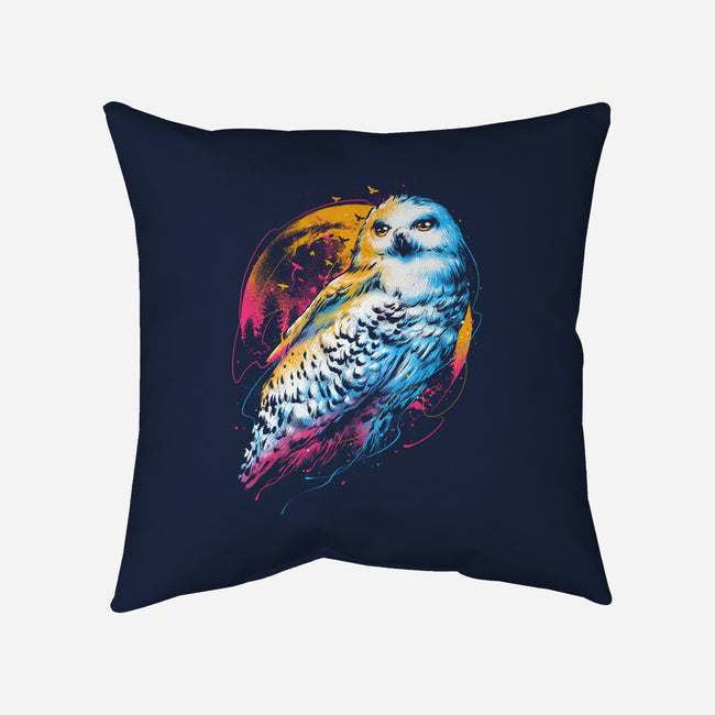 Colorful Owl-none removable cover throw pillow-glitchygorilla