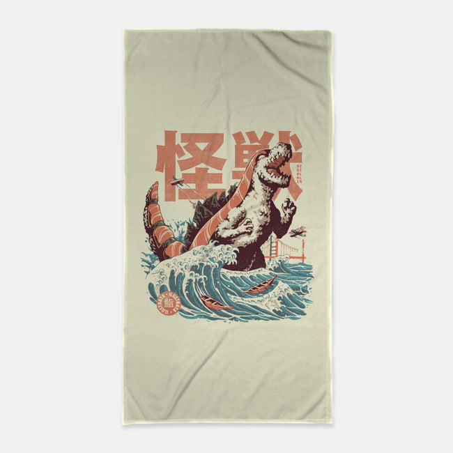 Sushizilla-none beach towel-ilustrata