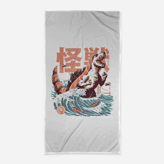 Sushizilla-none beach towel-ilustrata