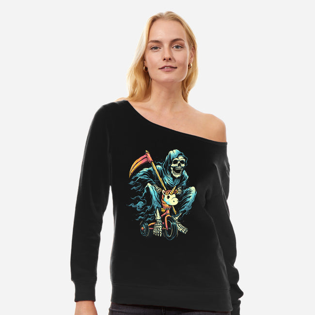 Last Ride-womens off shoulder sweatshirt-glitchygorilla