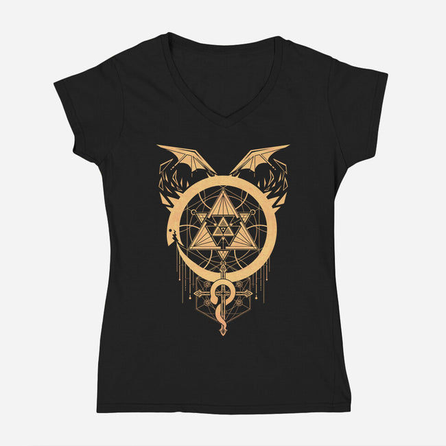 Gilded Snakes of Alchemy-womens v-neck tee-icewreath