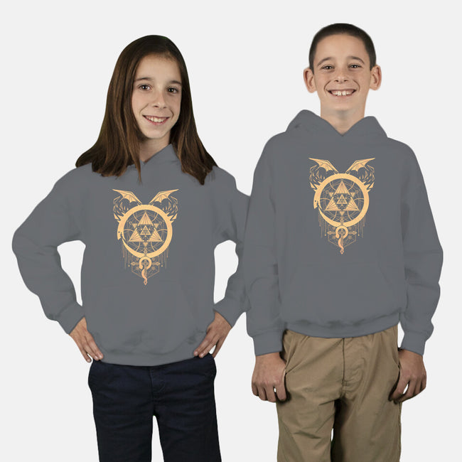 Gilded Snakes of Alchemy-youth pullover sweatshirt-icewreath