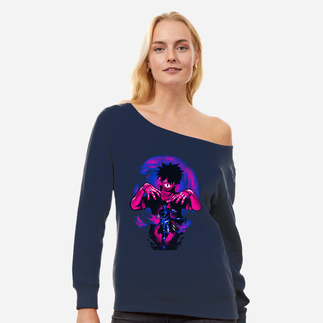 Blue Flame Dabi-womens off shoulder sweatshirt-hypertwenty