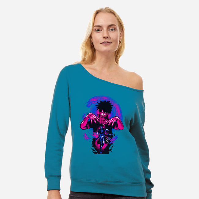 Blue Flame Dabi-womens off shoulder sweatshirt-hypertwenty