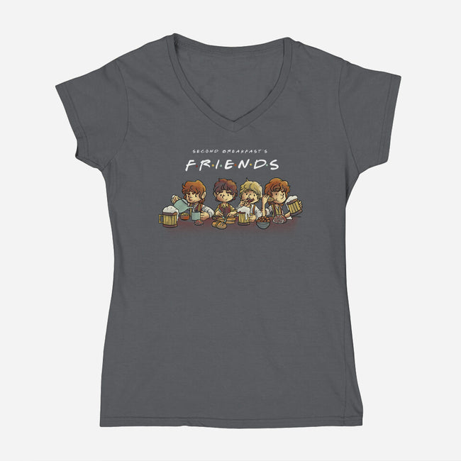 Second Breakfast Friends-womens v-neck tee-fanfabio