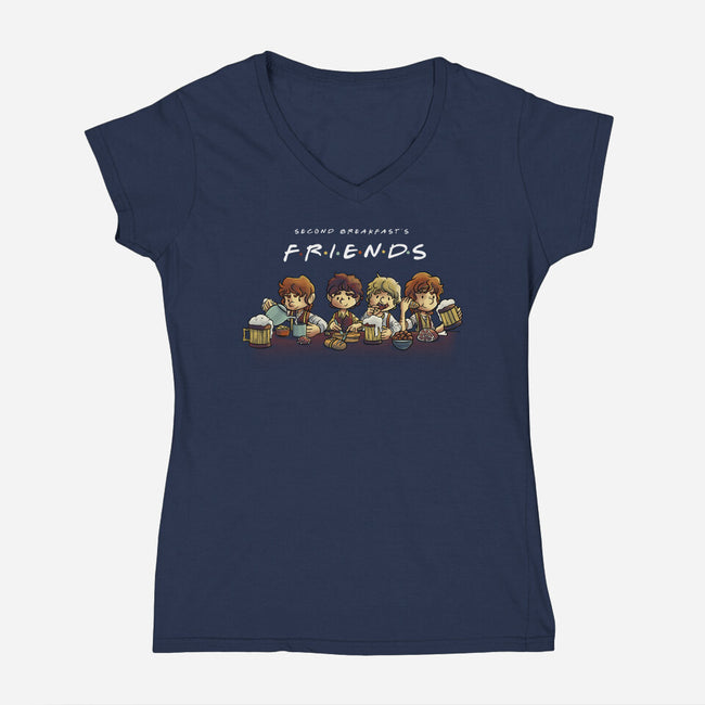 Second Breakfast Friends-womens v-neck tee-fanfabio