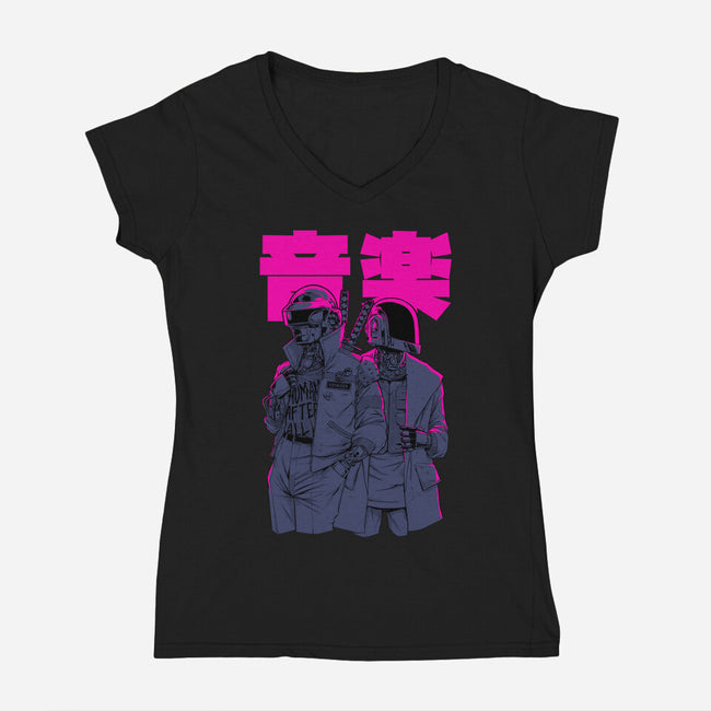 Daft Cyberpunk-womens v-neck tee-Hafaell