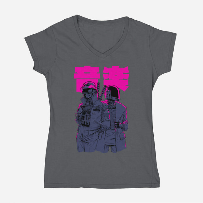 Daft Cyberpunk-womens v-neck tee-Hafaell